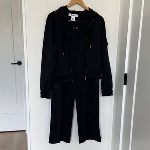 NWOT Bundle DKNY Black Hooded Scuba Jacket and Pants